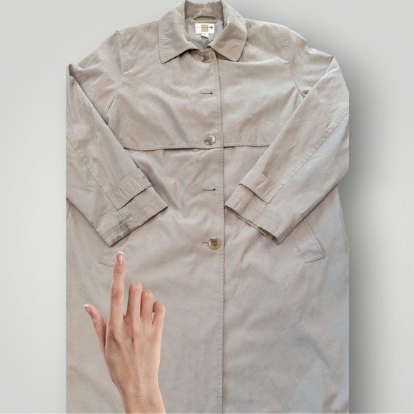 Gallery Women's L Khaki Tan Water Repellent Fully Lined Trench Coat - Picture 12 of 16